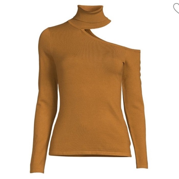 L'Agence Gold Nicky Cut Out Turtleneck Long Sleeve Sweater - Picture 4 of 12